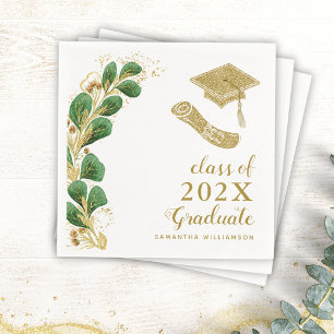Elegant Floral Class of 2025 Graduation  Napkin
