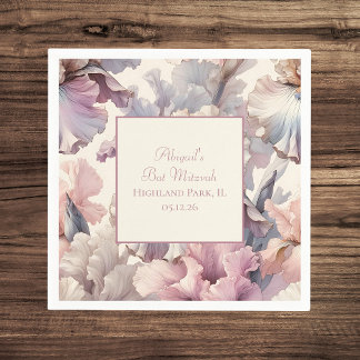Elegant Floral Classic Blush Bat Mitzvah Napkin