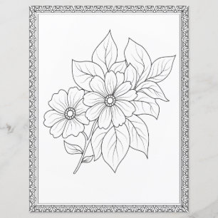 Elegant Floral Coloring Page Scrapbook Paper
