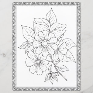 Elegant Floral Coloring Page Scrapbook Paper
