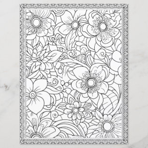 Elegant Floral Coloring Page Scrapbook Paper