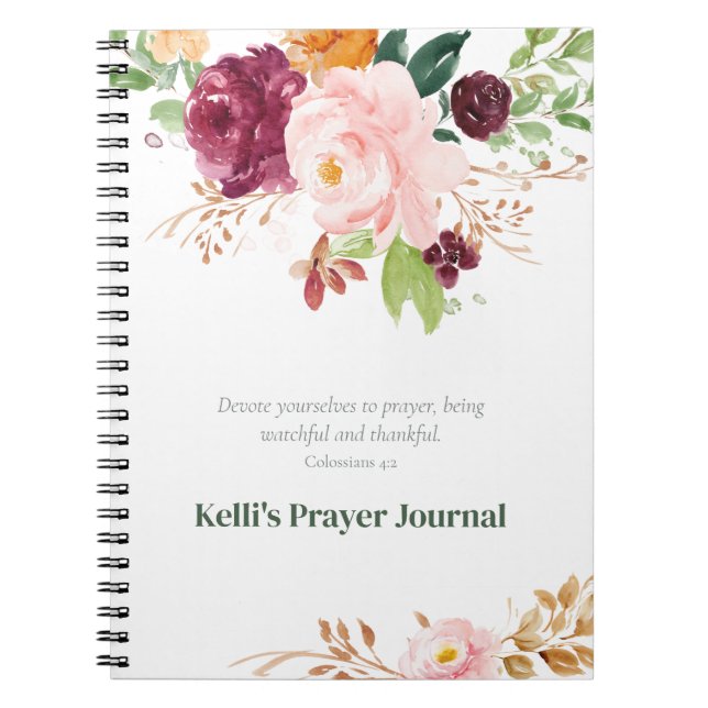 Elegant Floral Colossians 4:2 Prayer Journal (Front)