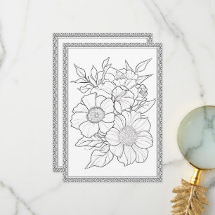 Elegant Floral Colour Your Own Greeting Card