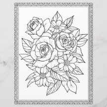 Elegant Floral Colouring Page Scrapbook Paper