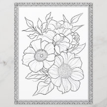 Elegant Floral Colouring Page Scrapbook Paper