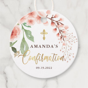 Elegant Floral Confirmation Favour Tags