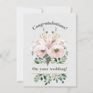 Elegant Floral Congratulations Wedding Card