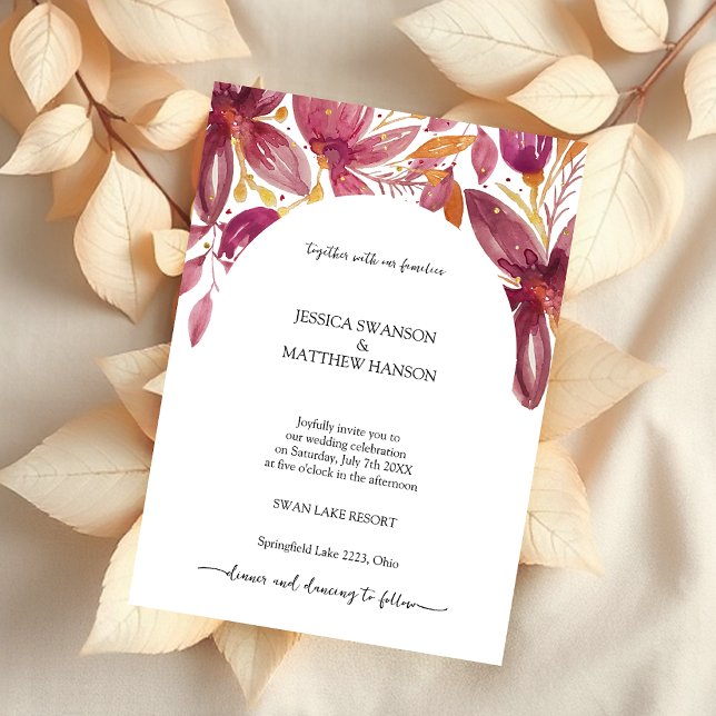 Elegant Floral Coral Purple Gold Invitation (Creator Uploaded)