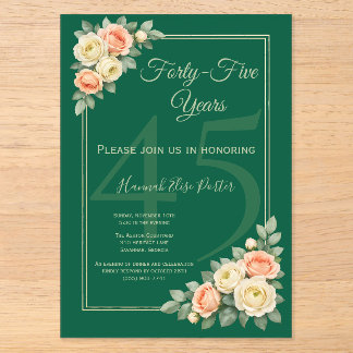 Elegant Floral Corner Frame Birthday Acrylic Invitations