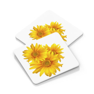 Elegant Floral Country Yellow Sunflowers Wedding Square Paper Coaster