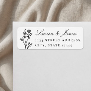 Elegant Floral Couple Names Wedding Return Address