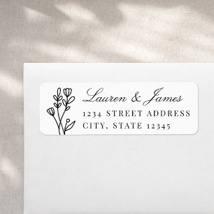 Elegant Floral Couple Names Wedding Return Address