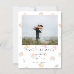 Elegant Floral Couple Photo Wedding Save The Date Magnetic Invitation