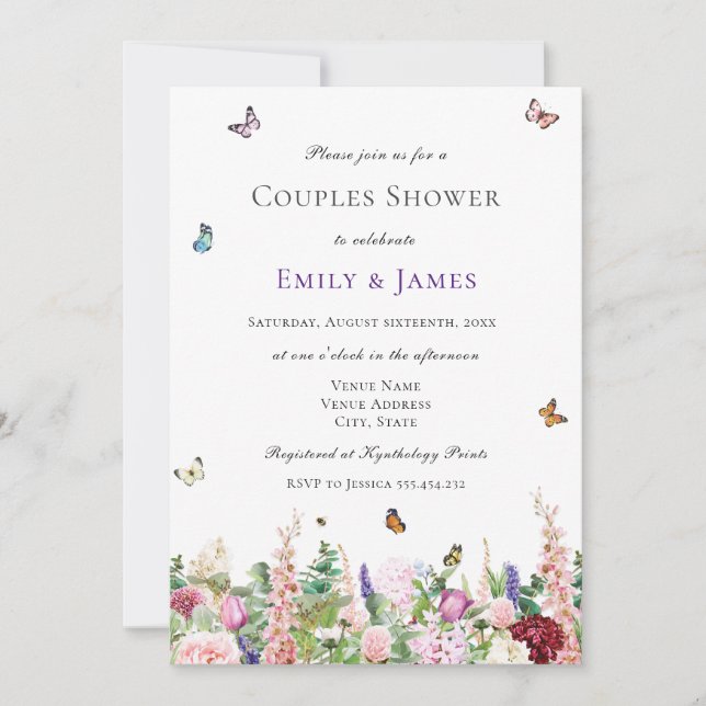 Elegant Floral Couples Shower Invitation (Front)