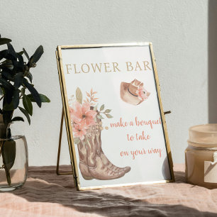 Elegant Floral Cowboy Boots Flower Bar Poster Sign