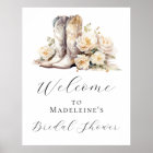 Elegant Floral Cowgirl Boots Bridal Shower Welcome