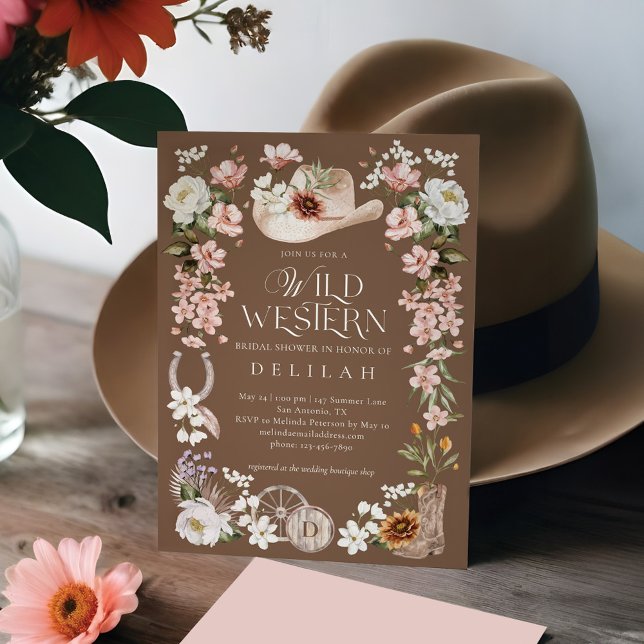 Elegant Floral Cowgirl Wild Western Bridal Shower Invitation (Elegant Floral Cowgirl Wild Western Bridal Shower Invitation)