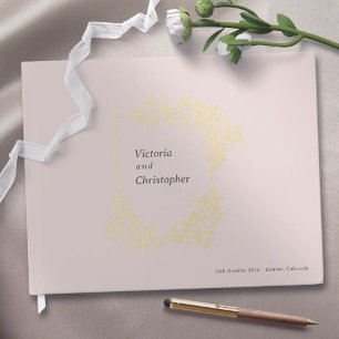 Elegant Floral Crest Classic Botanical Wedding Guest Book