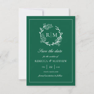 Elegant Floral Crest Monogram Photo Invitation