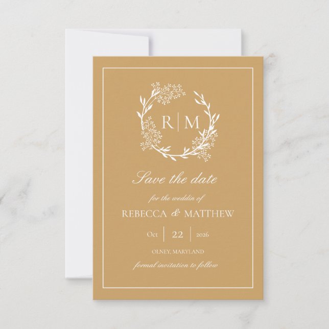 Elegant Floral Crest Monogram Photo Invitation (Front)