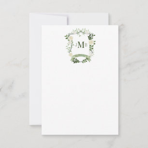 Elegant Floral Crest Wedding Thank You Card