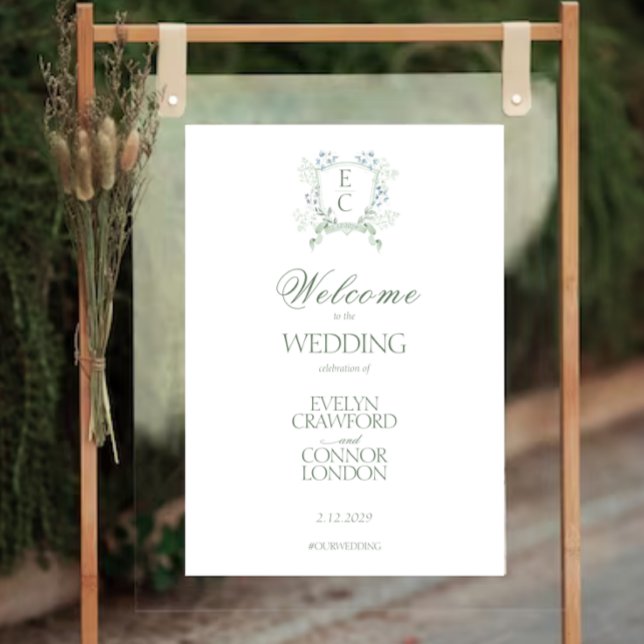 Elegant Floral Crest Welcome Wedding sign Poster (Creator Uploaded)