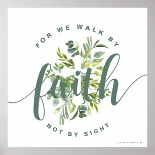 Elegant Floral Cross Christian Bible Verse Poster