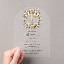 Elegant Floral Cross Gender Neutral Baptism