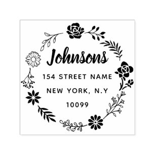 Elegant floral crown self-inking stamp