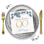 Elegant Floral Custom 90th Birthday Party  Napkin<br><div class="desc">Elegant Floral Custom 90th Birthday Party Napkins. Indulge in the epitome of sophistication with our Blue Floral Birthday Theme, where elegance meets charm in every detail. Delicate blue florals dance gracefully against a backdrop of timeless sophistication, accentuated by shimmering gold text that adds a touch of luxury to your celebration....</div>