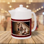 Elegant Floral Custom Family Photo Text Red<br><div class="desc">Add a touch of elegance to your tea time with our Elegant Floral Custom Family Photo Text teapot. The vintage floral background complements your custom photo and text, making it a perfect gift for your loved ones and practical for everyday use. Enjoy a warm cup of tea while reminiscing cherished...</div>