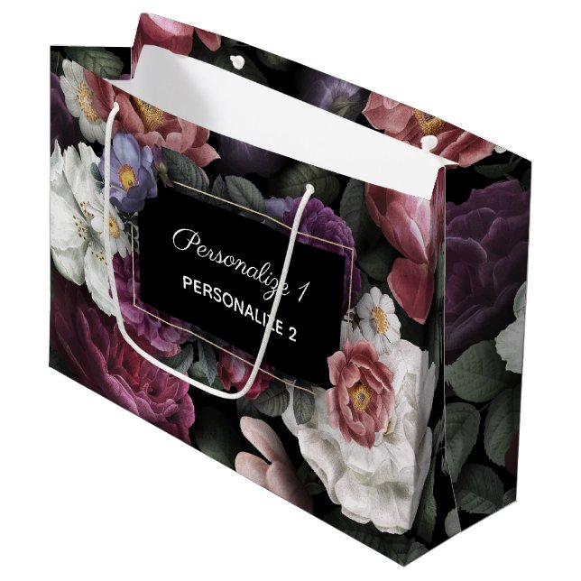 Elegant Floral Custom Large Gift Bag (Front Angled)