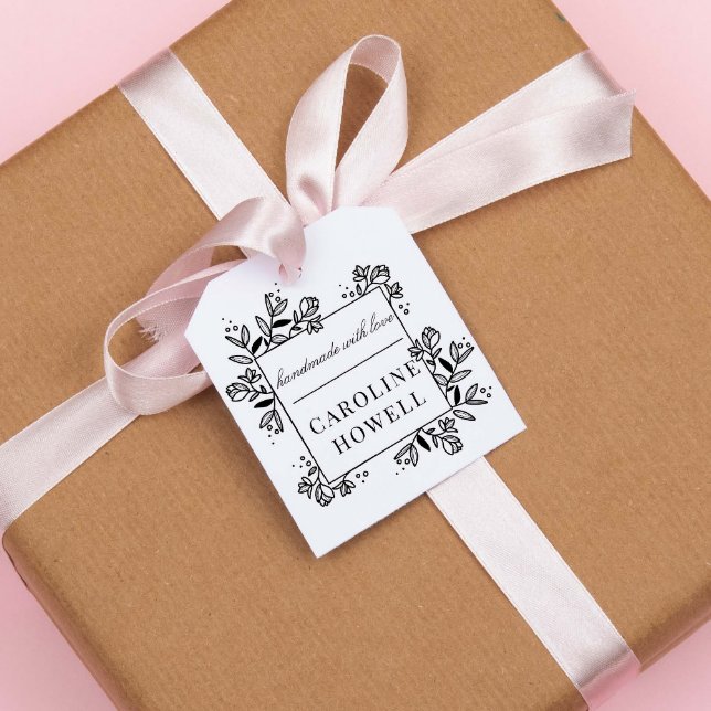 Elegant Floral Custom Name Handmade With Love Rubber Stamp (Creator Uploaded)