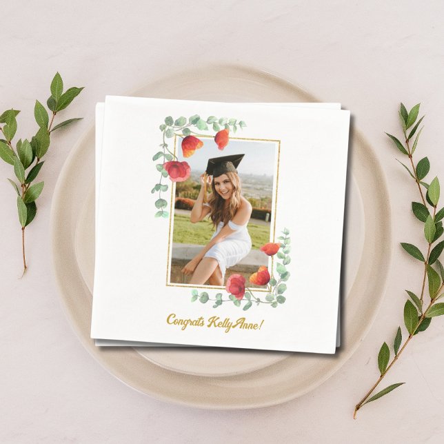 Elegant Floral Custom Photo Graduation Napkins (Elegant Floral Custom Photo Graduation Napkins
)