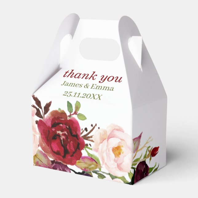Elegant Floral Custom Wedding Favour Box (Front Side)
