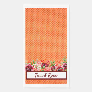 Elegant Floral Custom Wedding Guest Towel Napkin