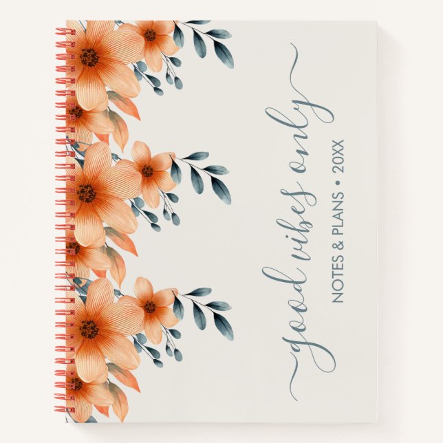 Elegant Floral Customisable Notebook (Front)