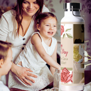 Elegant Floral Cute Modern Happy Mothers Day Water Bottle