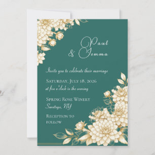 Elegant Floral Dahlia Wedding Invitation