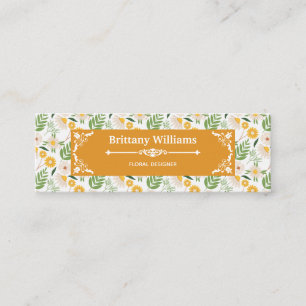 Elegant Floral Daisy Botanical Garden Pattern Mini Business Card