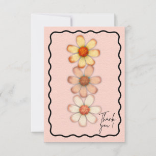 Elegant Floral Daisy Thank You Card Pink & Whims