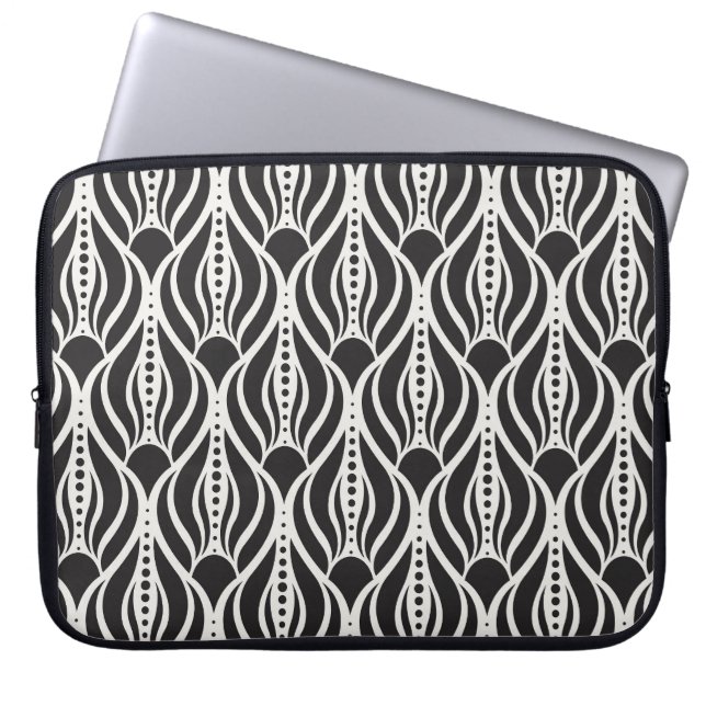 Elegant floral damask, art nouveau seamless patter laptop sleeve (Front)