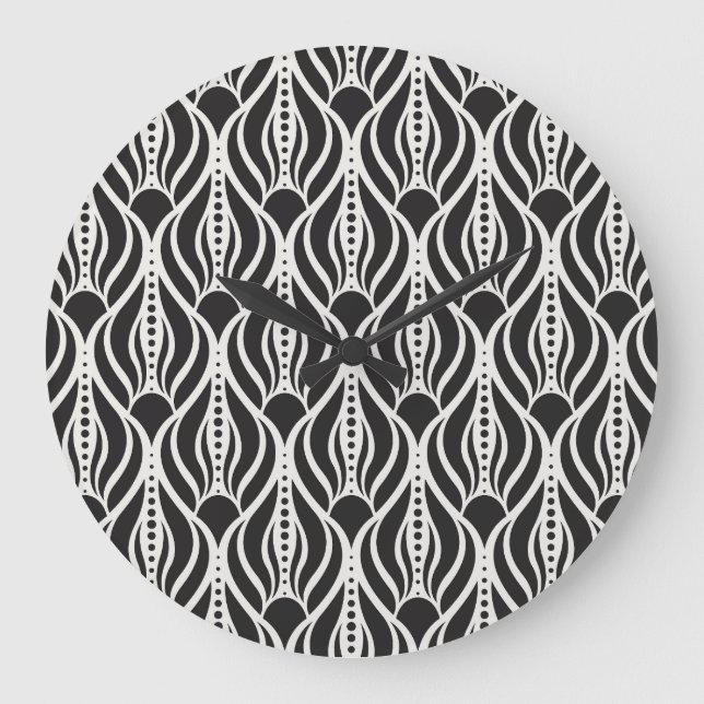 Elegant floral damask, art nouveau seamless patter large clock (Front)