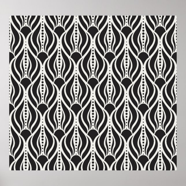 Elegant floral damask, art nouveau seamless patter poster (Front)