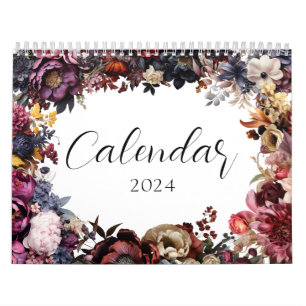 Elegant Floral Dark Botanical Calendar