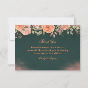 Elegant Floral Dark Green Thank You Card