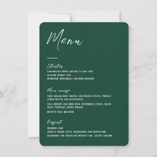 Elegant floral dark green Wedding Menu card
