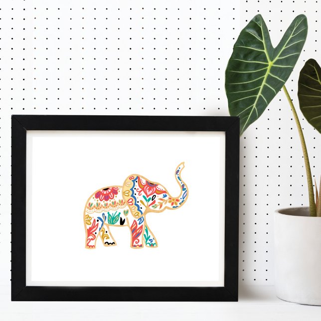 Elegant Floral Decorative Ornate Elephant Design Poster (Creator Uploaded)