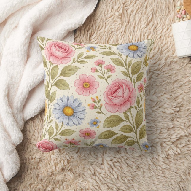 Elegant Floral Design | Botanical Flower Pattern  Cushion (Blanket)