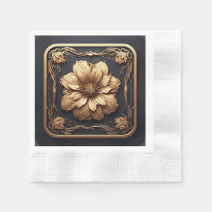 Elegant Floral Design Emphasising Gold Details Napkin